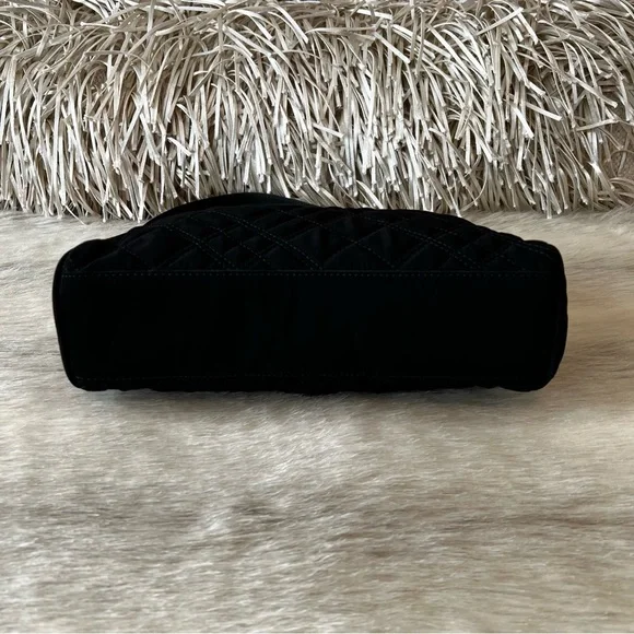 VERA BRADLEY Black Quilted Microfiber Satchel Shoulder Bag East West Zipper Y2K - Picture 10 of 13